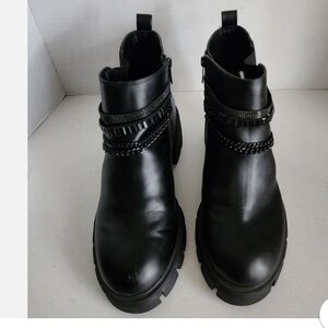 Torrid Black Combat Boots with Chain Accents